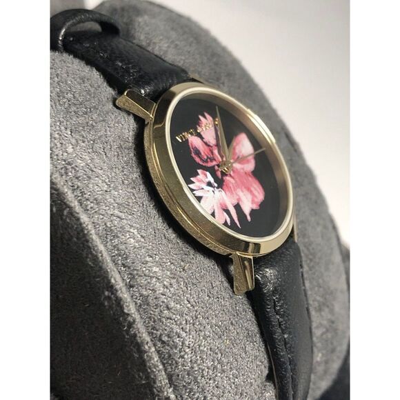 Vince Camuto VC5352 Unisex Black Leather Analog Black Dial Quartz Watch BW114 - Picture 4 of 10